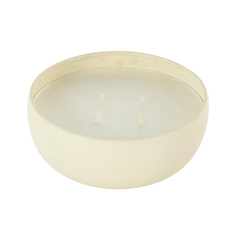 Beige, Black or Cream Metal Scented Textured 34oz 4 Wick Decorative Candle with White Wax