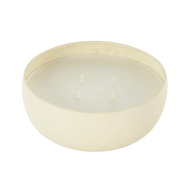 Metal Scented Textured 34oz 4 Wick Decorative Candle with White Wax - Beige, Black or Cream - Roche River Decor