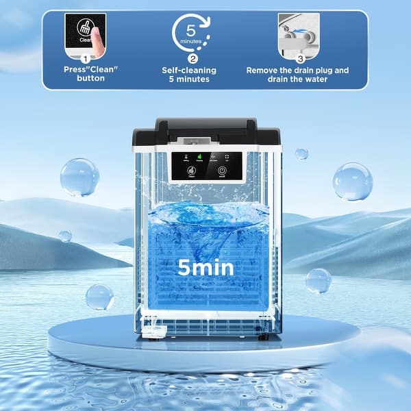 Nugget Ice Maker Self-Cleaning, Crushed Ice Machine, Soft Pellet Ice