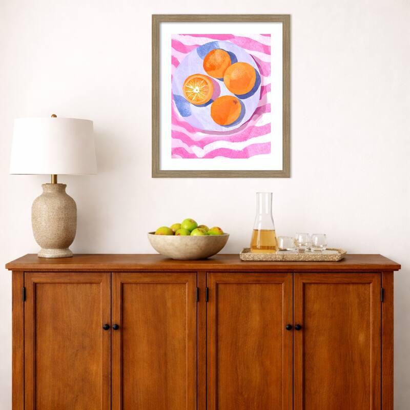 Orangen auf Teller by Ohkimiko Wood Framed Wall Art Print