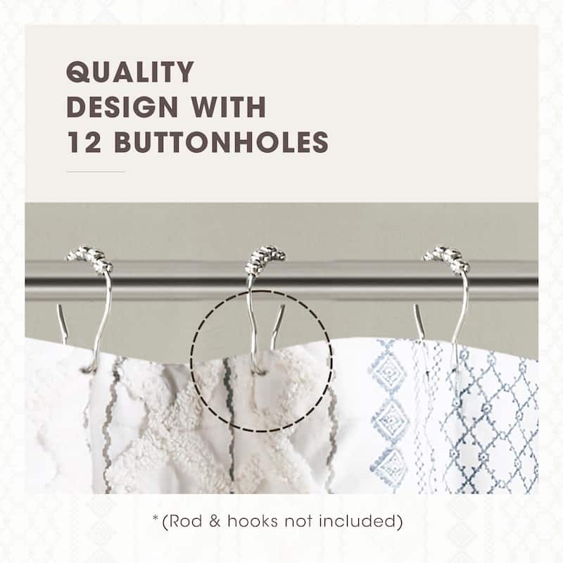 INK+IVY Imani Cotton Printed Shower Curtain with Chenille