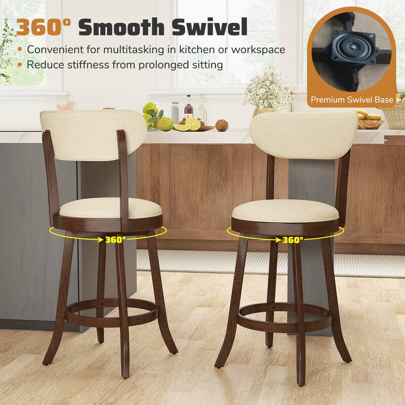 Gymax 25.5'' Counter Height Chairs Set of 2 w/ Padded Seat & Backrest