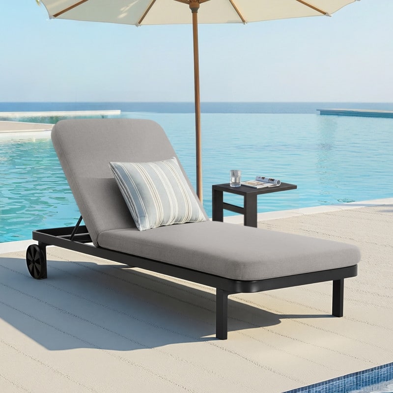 Spruce & Spring Patio Metal Reclining Chaise Lounge with Wheels
