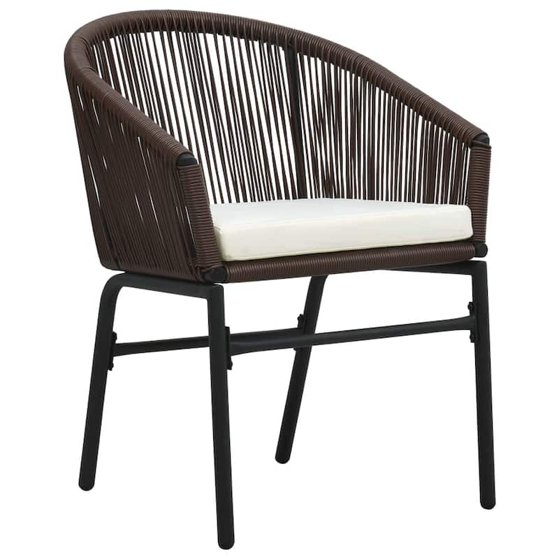 vidaXL Patio Chairs 2 Pcs Wicker Patio Dining Chair with Cushion PE Rattan