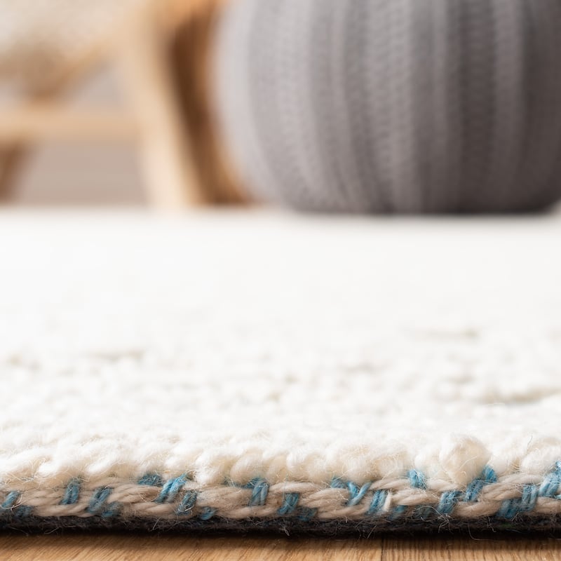 SAFAVIEH Handmade Trace Jakolien Wool/ Viscose Rug - Ivory/Blue - 8' x 10'