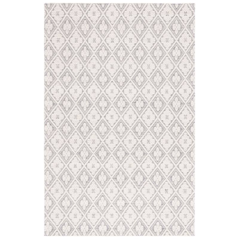 SAFAVIEH Handmade Marbella Aitana Modern Wool Rug - 6' Square - Grey/Ivory