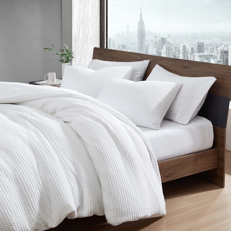 Kenneth Cole Solid Waffle Duvet Cover Set