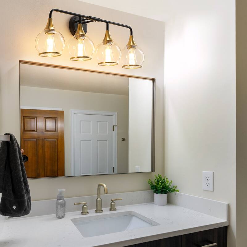 Modern Vanity Lights Dimmable Bathroom Light Fixtures with Glass Shade