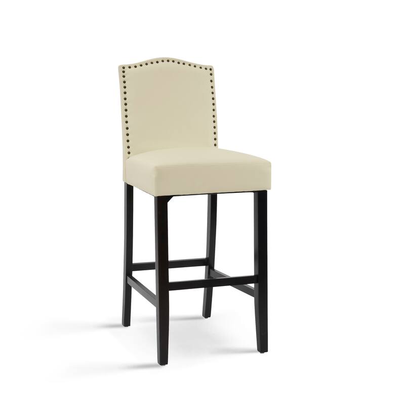 Barstools Set of 2, Counter Height Upholstered Bar Stools for Kitchen Island, Rubberwood Legs 300LBS Weight Capacity