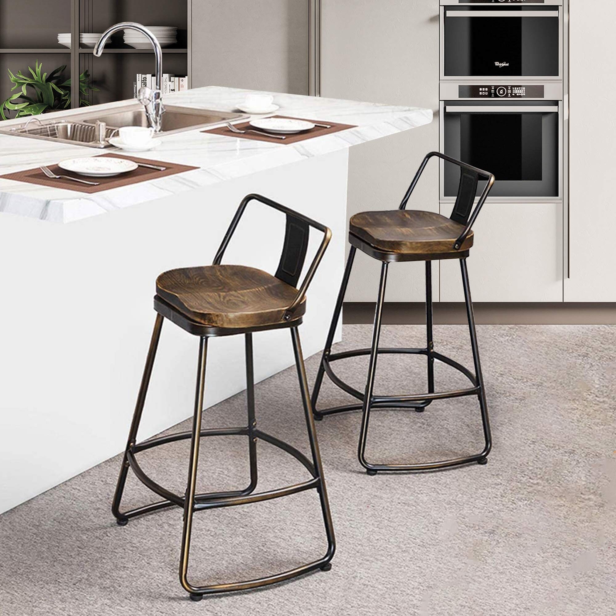Farmhouse bar stools shop set of 2
