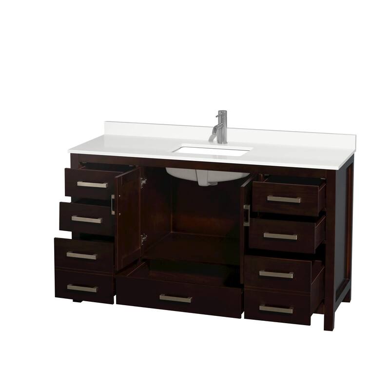 Sheffield 60-inch Single Vanity, Single Hole Quartz Top