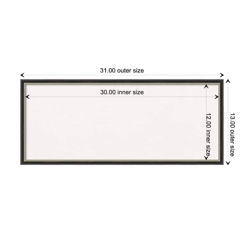 Theo Narrow Wood Framed White Corkboard Bulletin Board - Theo Black Silver Narrow - Board Size 30x12