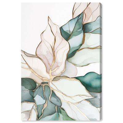 Pastel Leaves with Gold II Canvas by Art Remedy, Gallery Wrapped