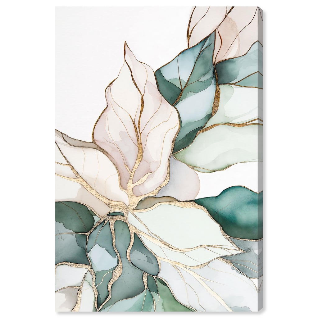 Pastel Leaves with Gold II Canvas by Art Remedy, Gallery Wrapped