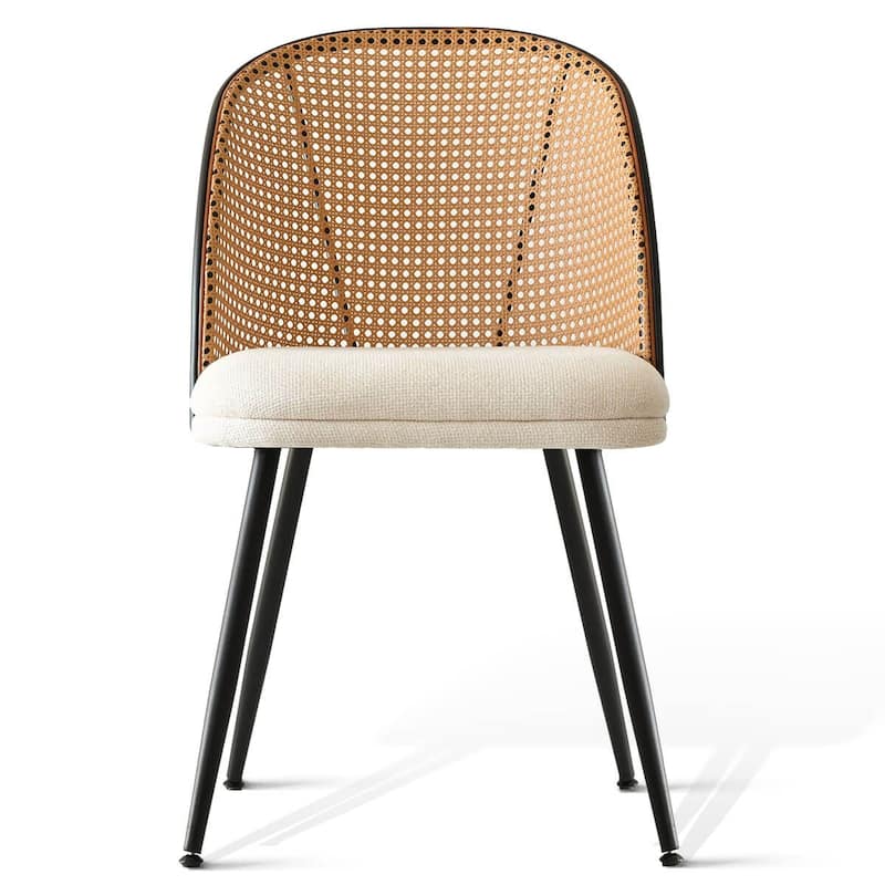 Upholstered Faux Rattan Dining Chairs (Set of 4)