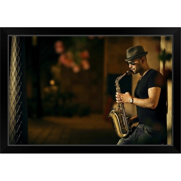 "Mood With Jazz" Black Framed Print