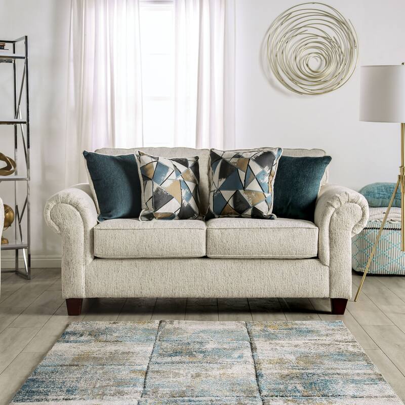 Mecia Transitional Chenille Rolled Arms 2-Piece Sofa Set by Furniture of America
