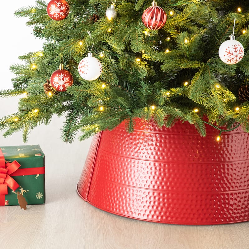 Glitzhome 40.5"D Christmas Hammered Metal Tree Collars