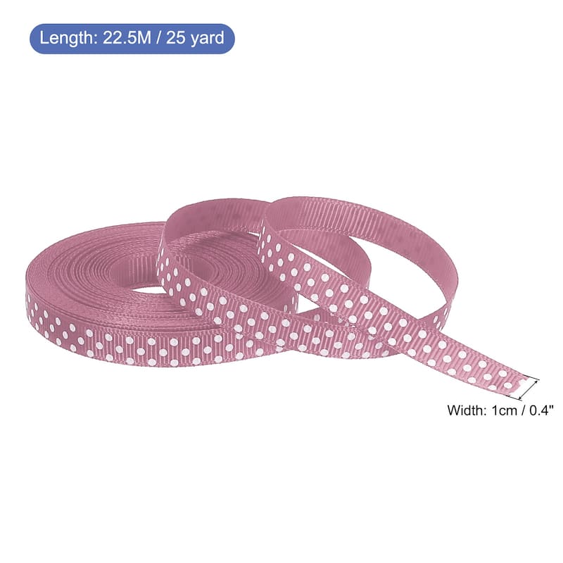 Grosgrain Ribbons with White Dots Ribbon Bow Decoration - Light Pink - 25 Yardx0.4 Inch