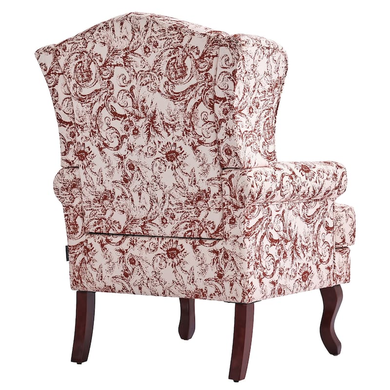 Elegant Living Room Wing Back Arm Chair Upholstered Accent Chair