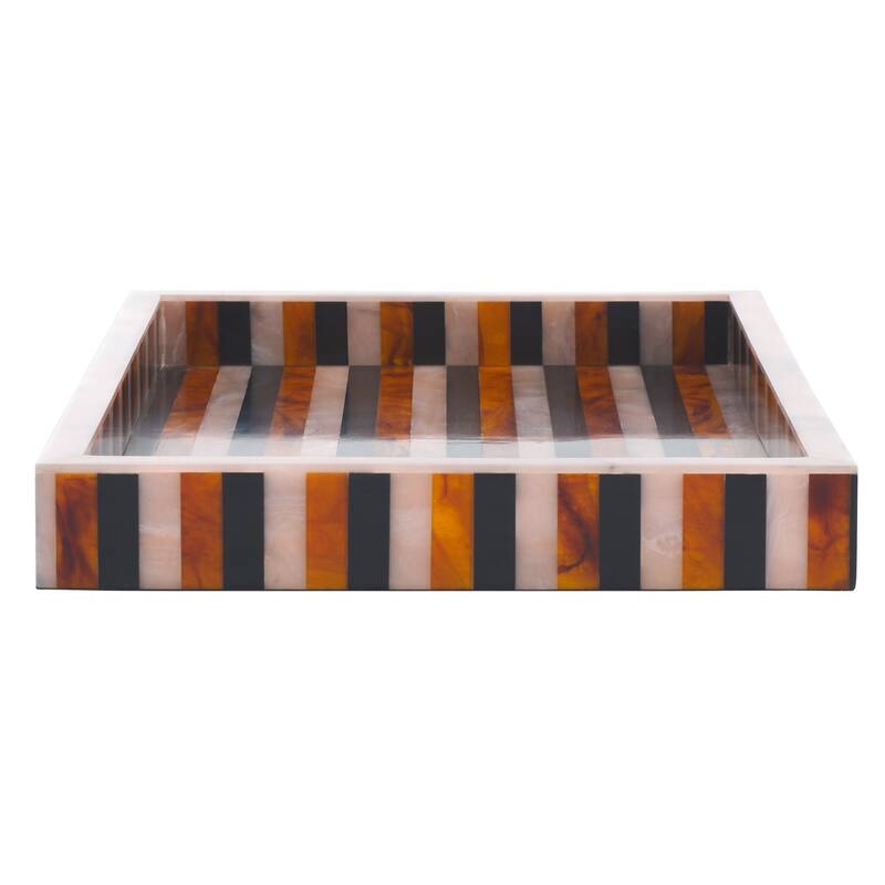 SAFAVIEH Home Ina Black/Brown Resin 14.2"W x 10"D x 1.5"H Rectangle Tray