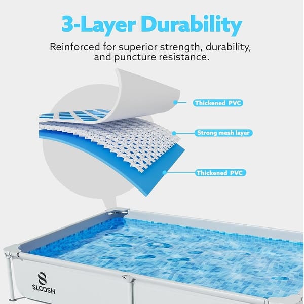 Rectangular Above Ground Pool - Outdoor Frame Above Ground Swimming Pool Set Kiddie Pool for Kids Adults