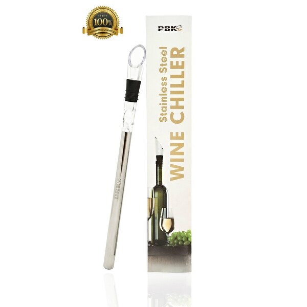 Stainless Steel Wine Chiller with EZ Pour Spout - Wine Chiller, Aerator, Drip Free Pourer, -Gift Box Included-