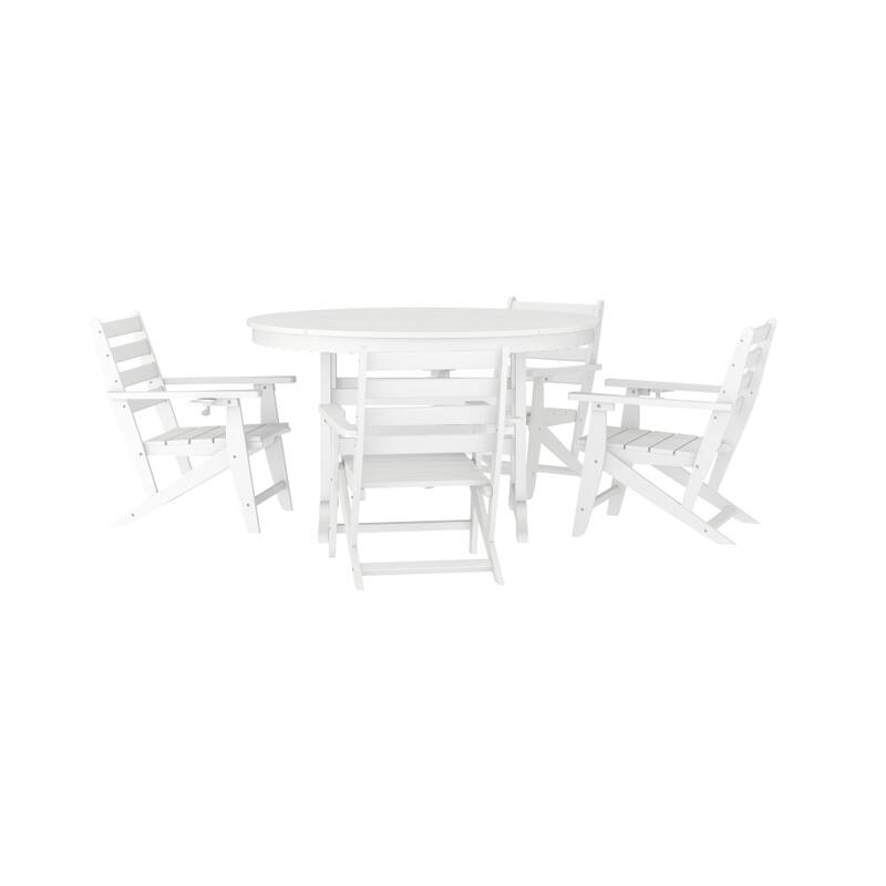 Commercial All Weather Adirondack Table and 4 Chairs with Cupholders