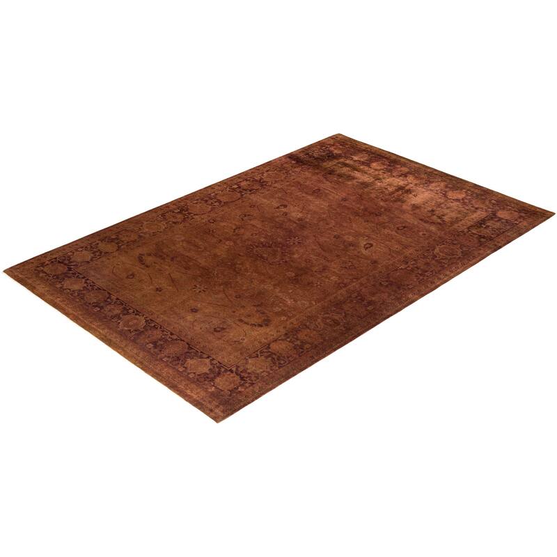 Overdyed, One-of-a-Kind Hand-Knotted Area Rug - Brown - 6' 1" x 9' 2"