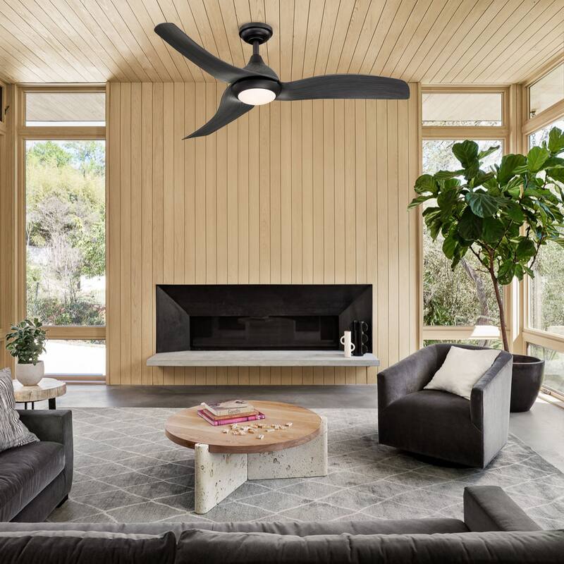 52" Modern Grey 3-Blade Propeller Ceiling Fan with Light and Remote