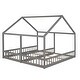 preview thumbnail 6 of 18, Gray Twin Platform Bed with Two Beds, Roof, and Window Design