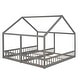 preview thumbnail 17 of 18, Wooden Twin Size House Platform Beds with Fence, Two Shared Beds with Roof, Montessori Bed for 2 Kids Double Bed Frame, 2 in 1