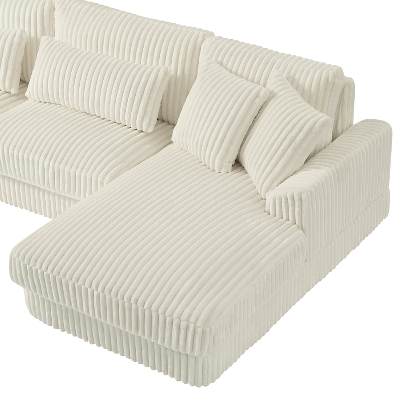 129" Oversized Sectional Sofa, U-shaped Sofa Couch Modern Corduroy Upholstered Deep Seat Sofa with Chaise Lounge