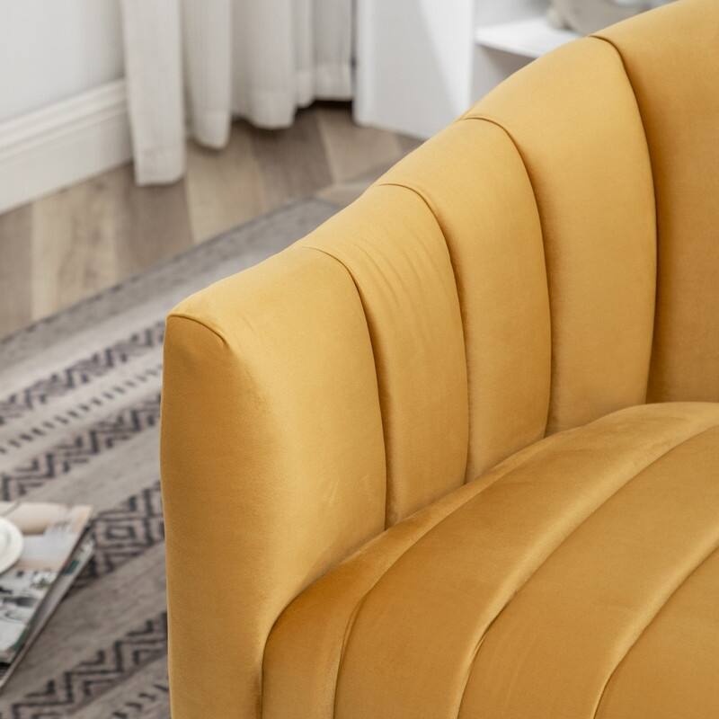 SEYNAR Modern Glam Velvet Upholstered Round 360 Degree Swivel Accent Barrel Chair Set of 2
