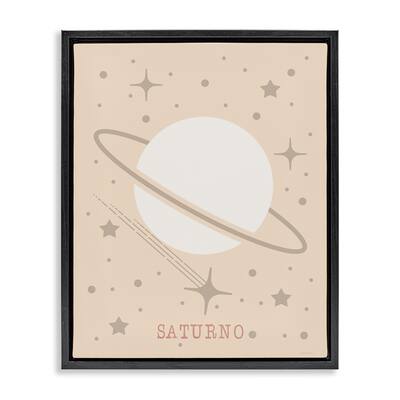 Stupell Minimal Saturn with Stars Framed Floater Canvas Wall Art Design By Daniela Santiago