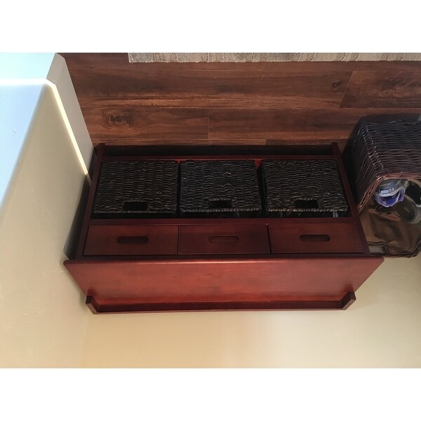 Winsome Verona Storage Bench With 3 Foldable Black Baskets In Walnut