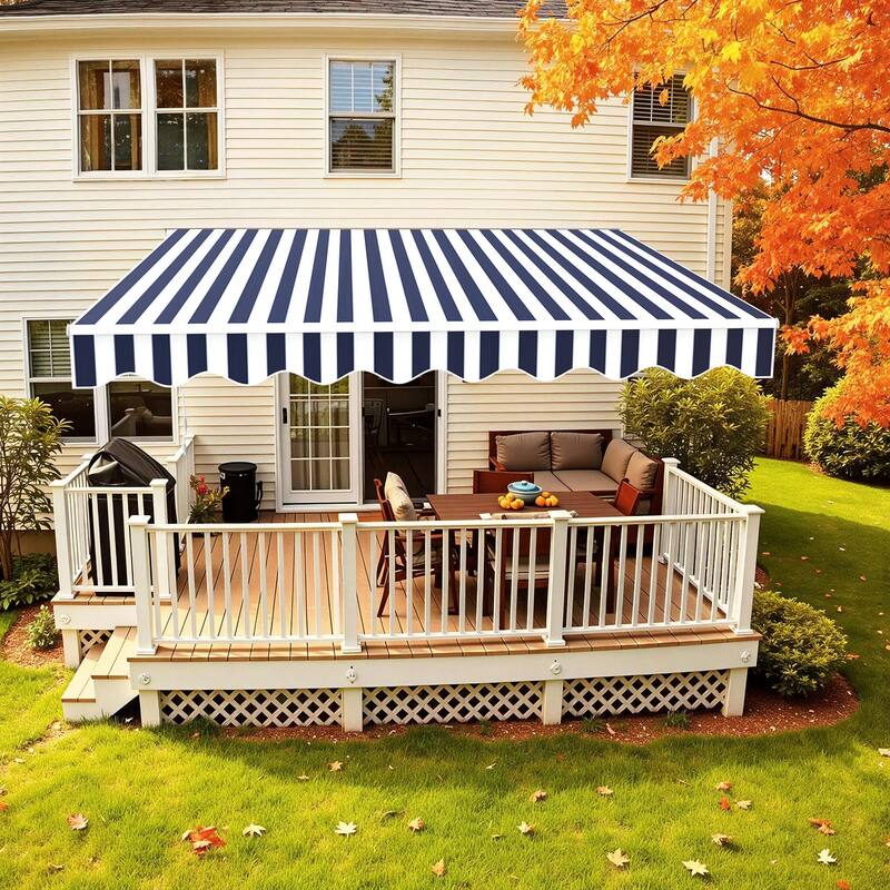 MCombo10x8Feet Manual Retractable Patio Door Window Awning Sunshade Shelter Outdoor Canopy