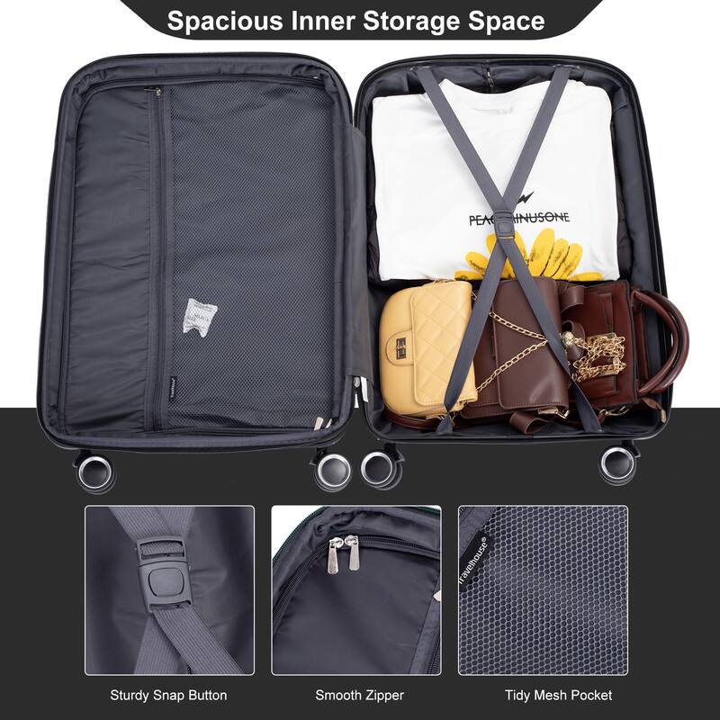 Durable Polypropylene Hardshell Suitcase Set with 360° Spinner Wheels & TSA Lock (20/24/28)