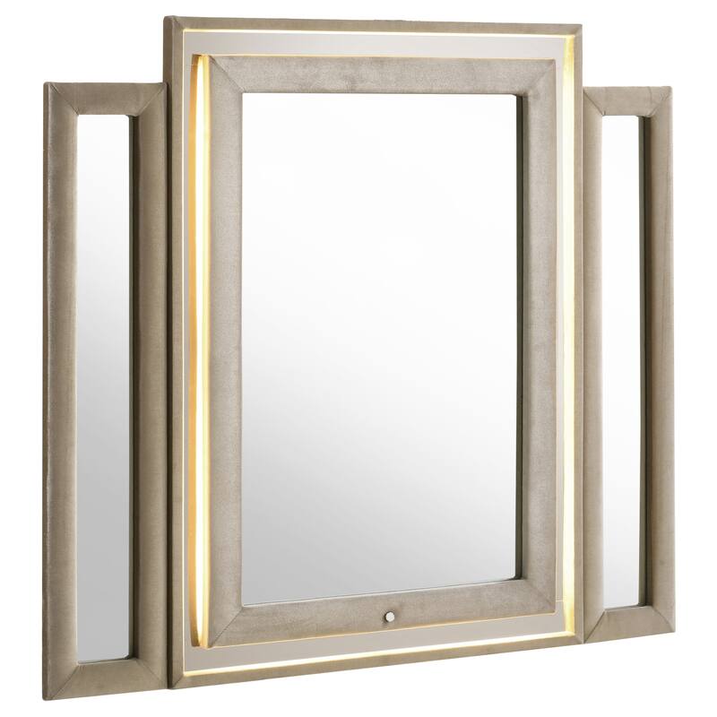 Lorient LED Dresser Mirror Ivory and Camel - Ivory / Camel