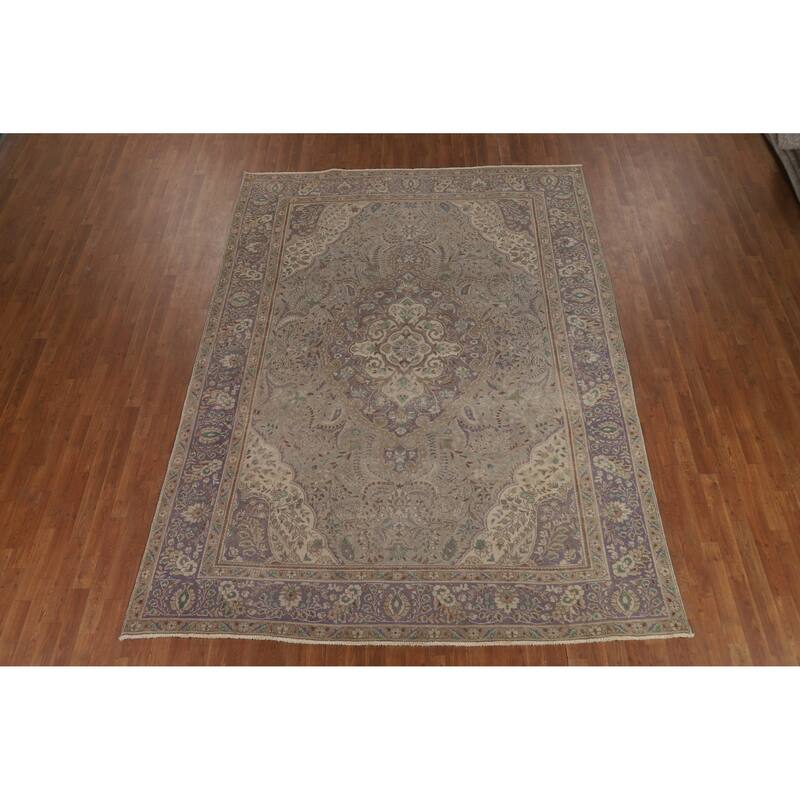 Traditional Tabriz Persian Vintage Area Rug Handmade Wool Carpet - 7'10" x 10'7"