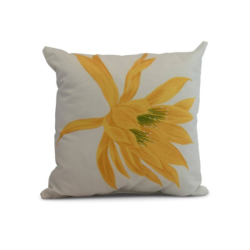 18 x 18 Inch Hojaver Floral Print Outdoor Pillow - Yellow
