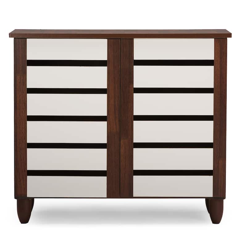 Porch & Den Harold Martin Brown/ White 2-door Shoe Cabinet - White/Walnut