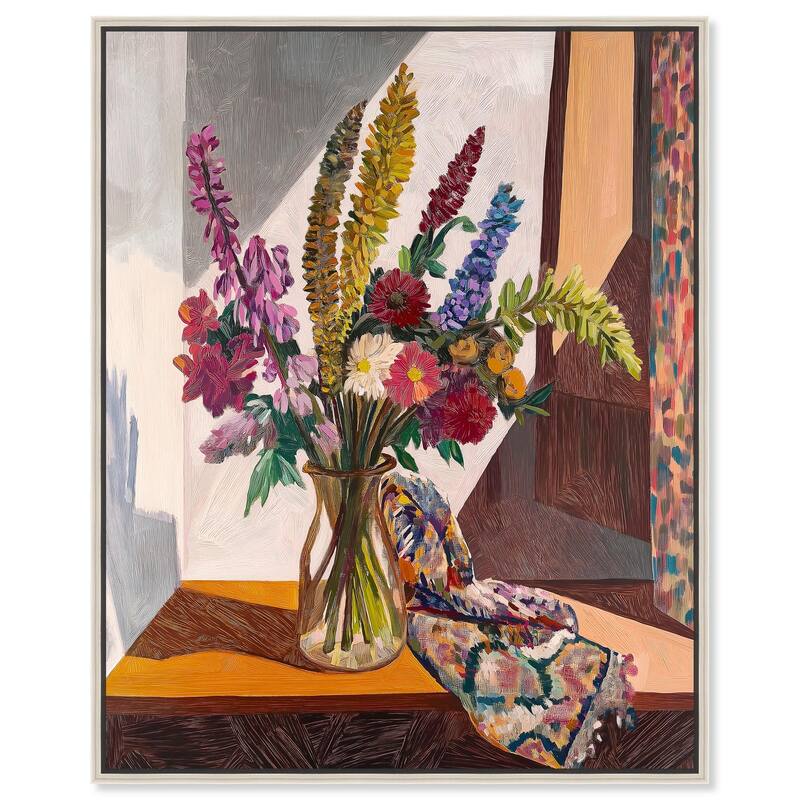 Warm Tones and Blooms Canvas by Art Remedy - 36" x 45" - Silver