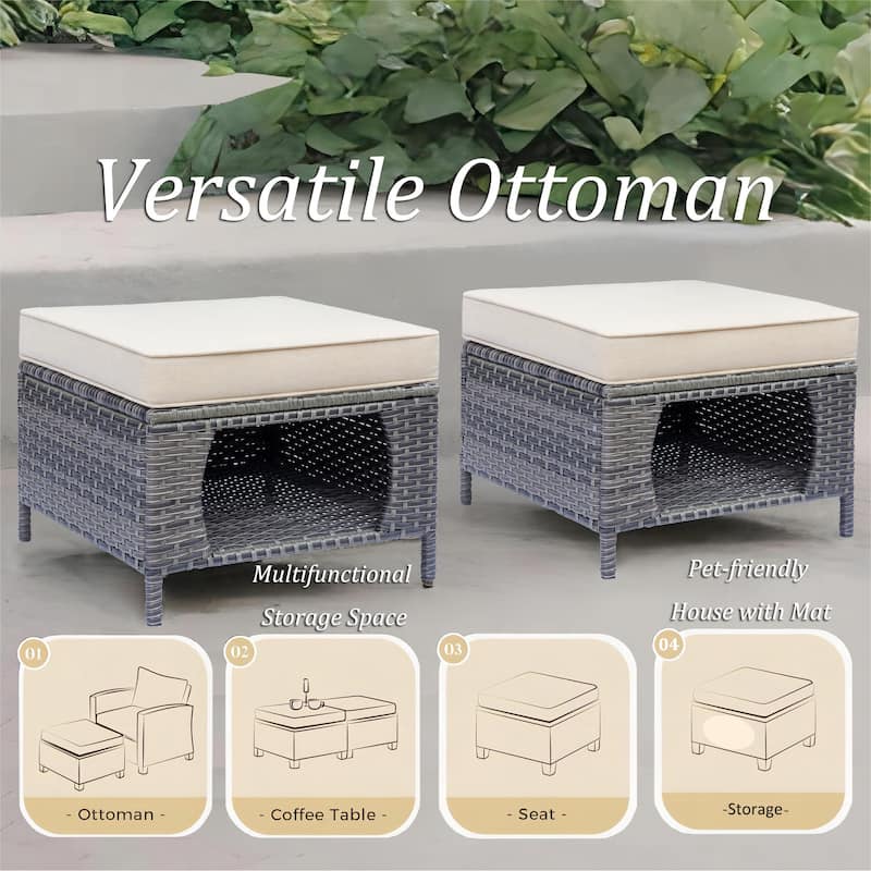 Gray Rattan Wicker Outdoor Patio Furniture Seating Sets With Cushions