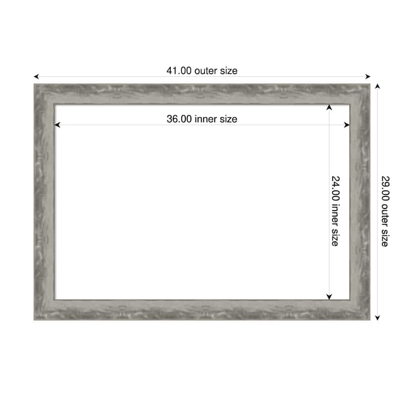 Amanti Art Waveline Silver Narrow Framed Dry Erase Magnetic Board - 41 x 29 in