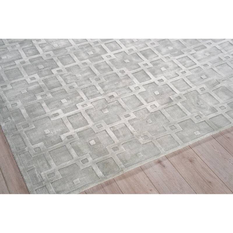 Exquisite Rugs Camora Modern Handmade Handloomed Silky Nylon Light Silver Area Rug