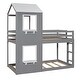 preview thumbnail 6 of 15, Grey Twin over Twin Solid Wood Bunk Bed with Roof, Window, and Guardrail