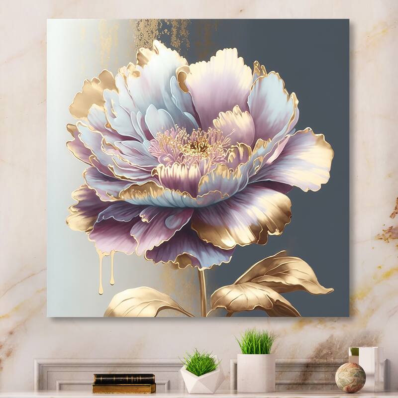 Designart 'Purple Hue Single Flower II' Floral & Botanical Canvas Wall ...