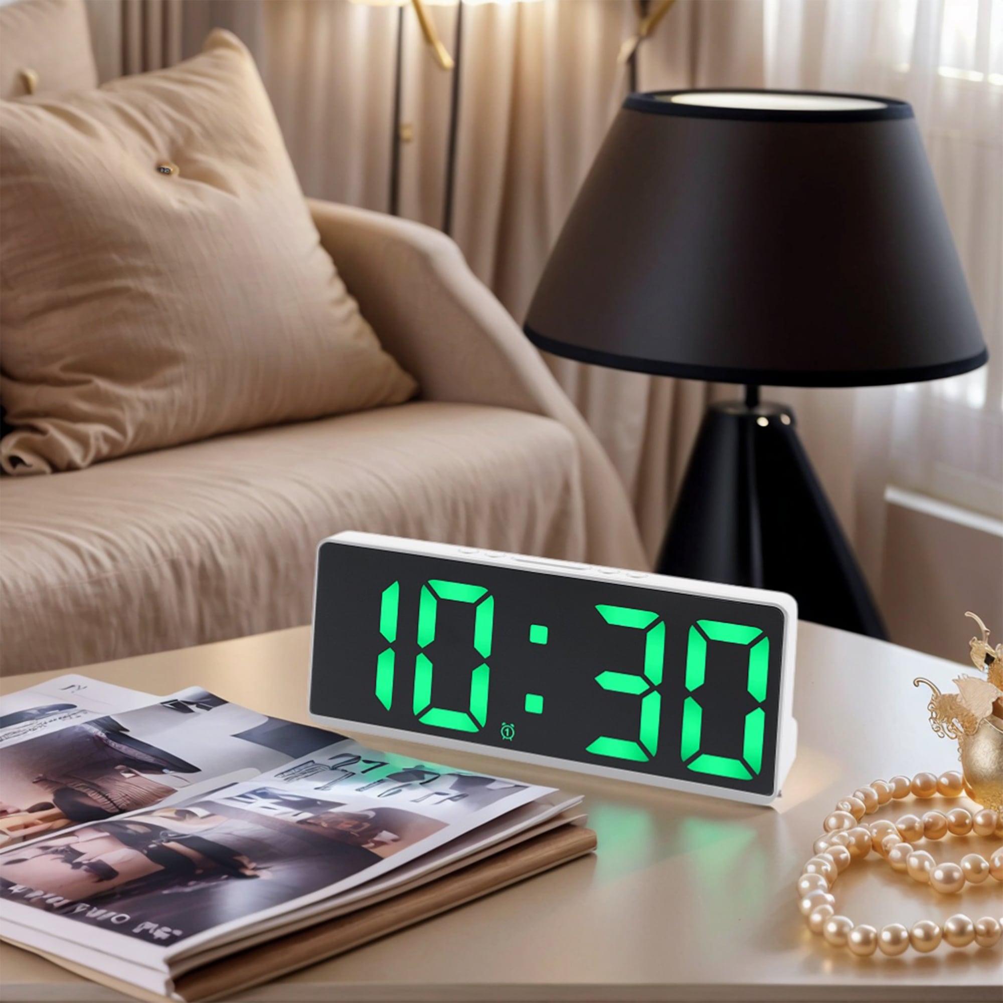 Voice Wake-Up Alarm Clock, Dual Alarms, Adjustable Brightness for Bedroom/Dorm 6.1"Lx0.9"Wx2.5"H - 6.1"L x 0.9"W x 2.5"H