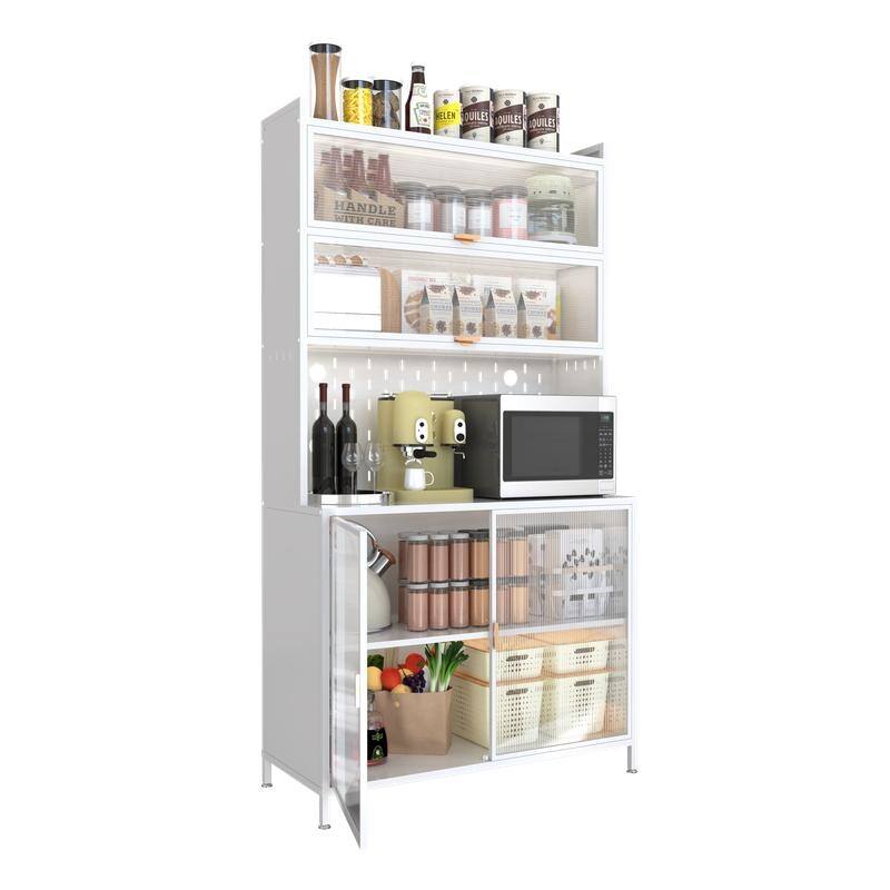 73" Tall 6-Tier Flip-Door Pantry Cabinet with Pegboard, Anti-Tip Design - Versatile Storage for Kitchen, Living Room & More